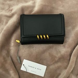 Black Wallet with Gold Accents
